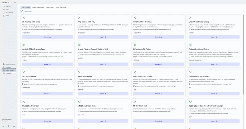 Import Task from Gallery
